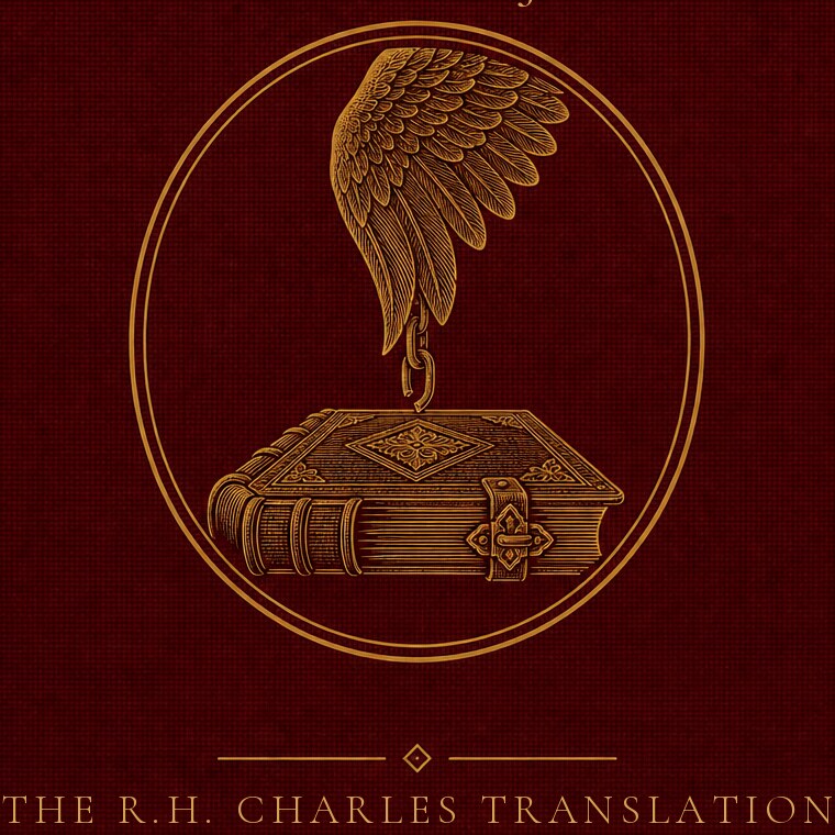 Macro detail: the gold winged-book seal of the cover